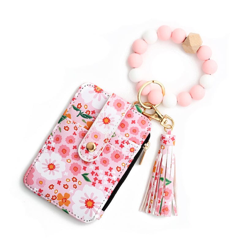 Lina™|Blumenleder-Geldbörse mit Schlüsselanhänger und Armband