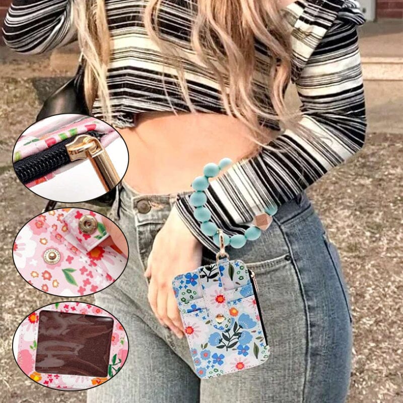Lina™|Blumenleder-Geldbörse mit Schlüsselanhänger und Armband
