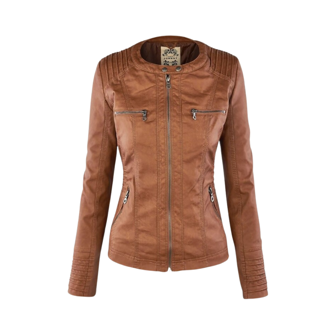 Franziska™|Lederjacke mit Kapuze