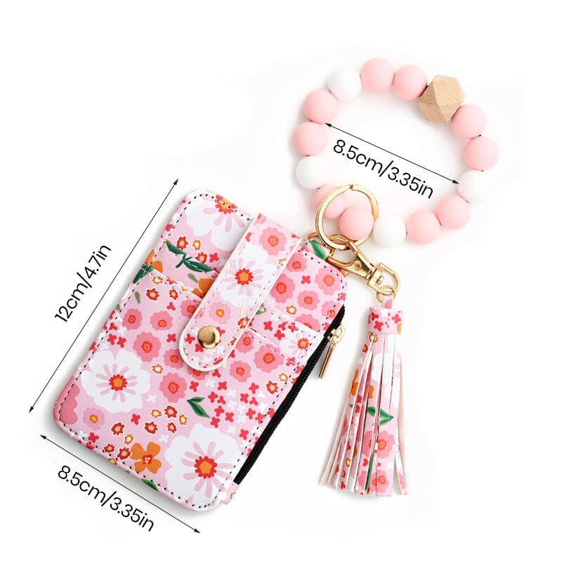 Lina™|Blumenleder-Geldbörse mit Schlüsselanhänger und Armband