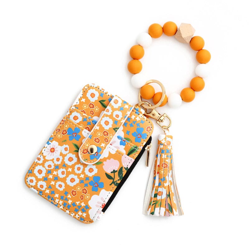 Lina™|Blumenleder-Geldbörse mit Schlüsselanhänger und Armband