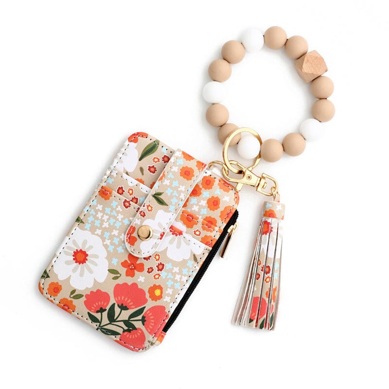 Lina™|Blumenleder-Geldbörse mit Schlüsselanhänger und Armband