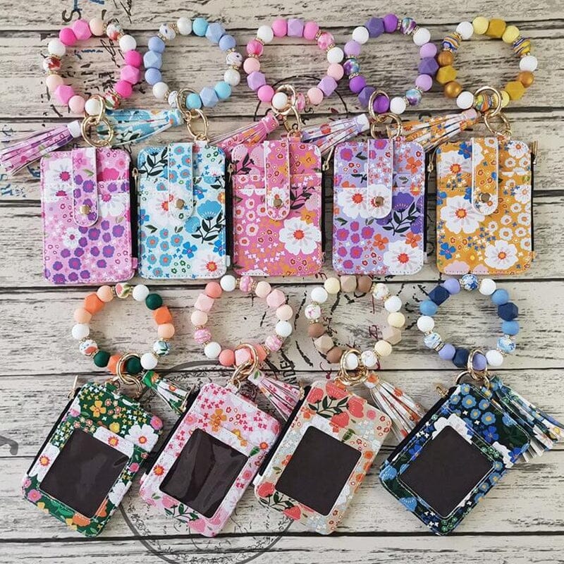 Lina™|Blumenleder-Geldbörse mit Schlüsselanhänger und Armband