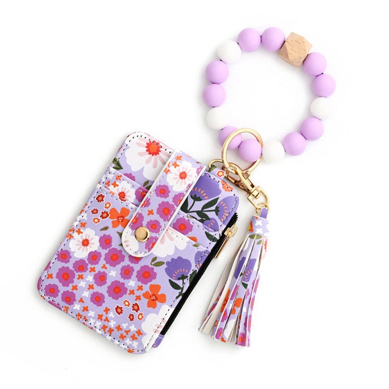 Lina™|Blumenleder-Geldbörse mit Schlüsselanhänger und Armband