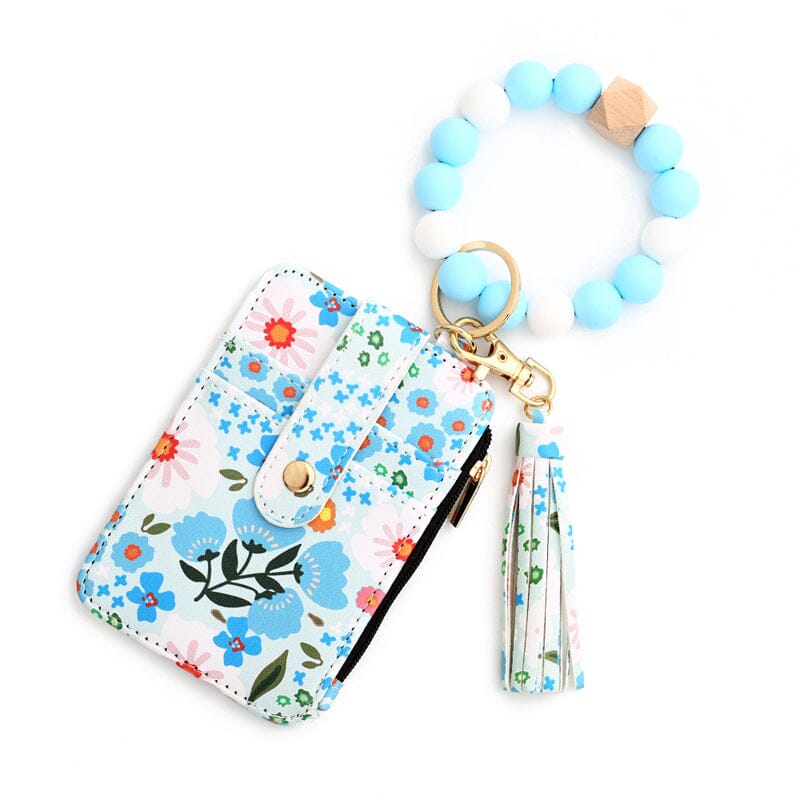 Lina™|Blumenleder-Geldbörse mit Schlüsselanhänger und Armband