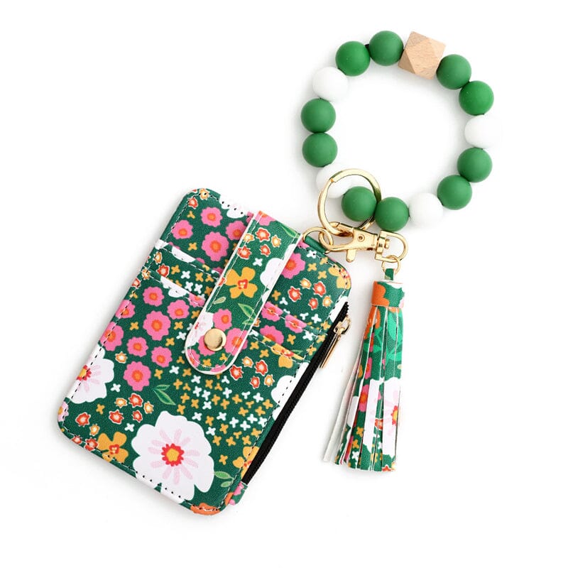 Lina™|Blumenleder-Geldbörse mit Schlüsselanhänger und Armband