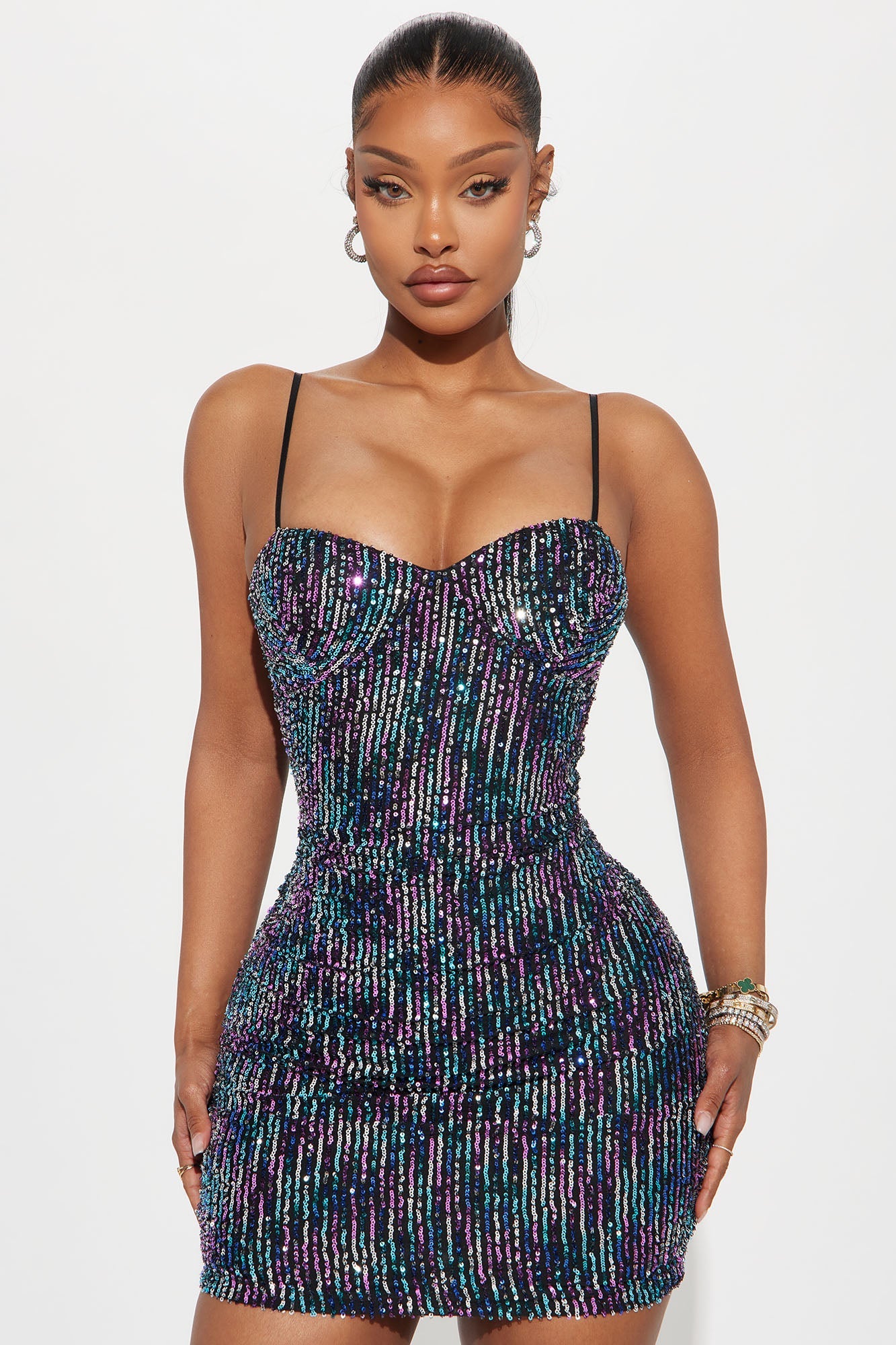 Selina™ | Schwarzes Kombi Mini Kleid mit Glitzer-Pailletten