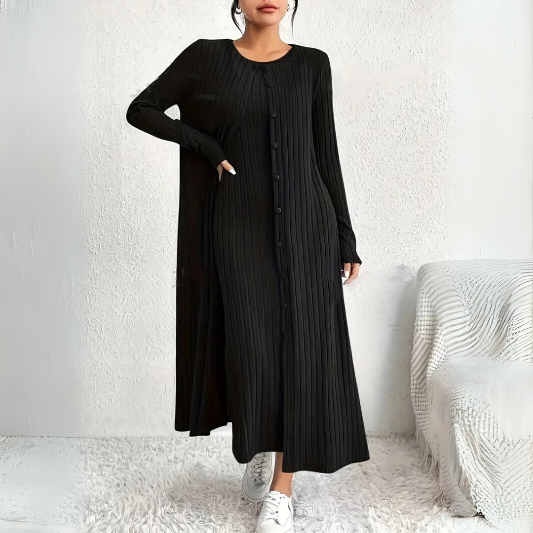 Hannah™｜bequemes Maxi Kleid und Jacke Set
