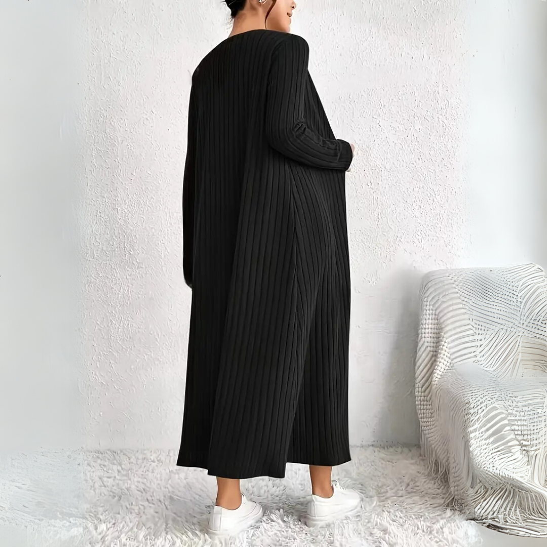 Hannah™｜bequemes Maxi Kleid und Jacke Set