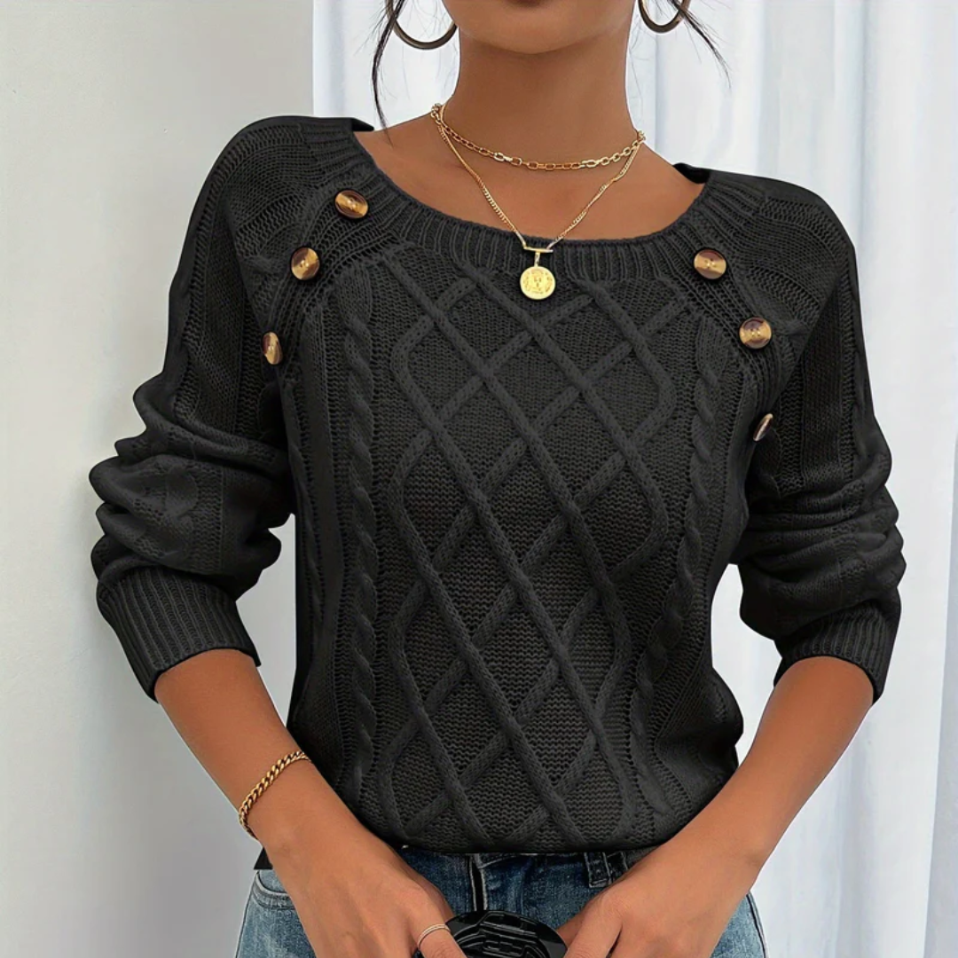 Noemi™｜Strickpullover mit Knopfdetails