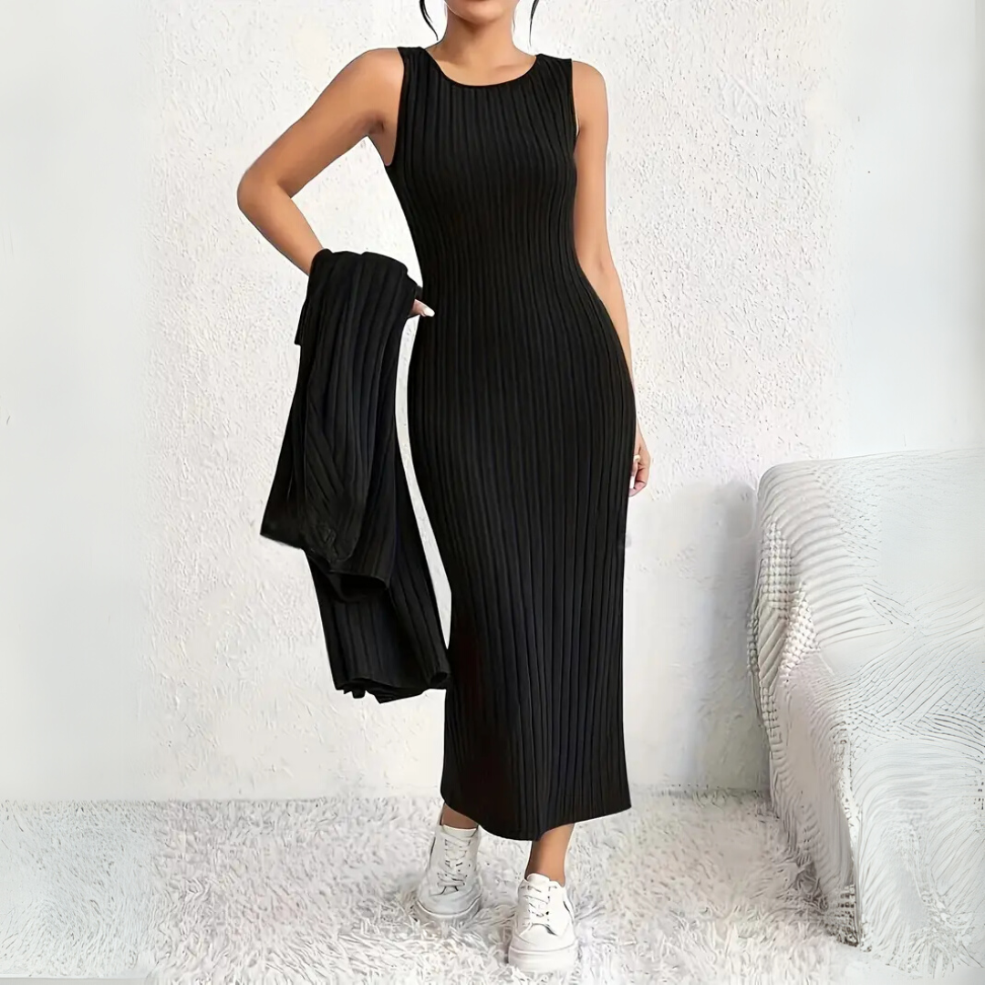 Hannah™｜bequemes Maxi Kleid und Jacke Set