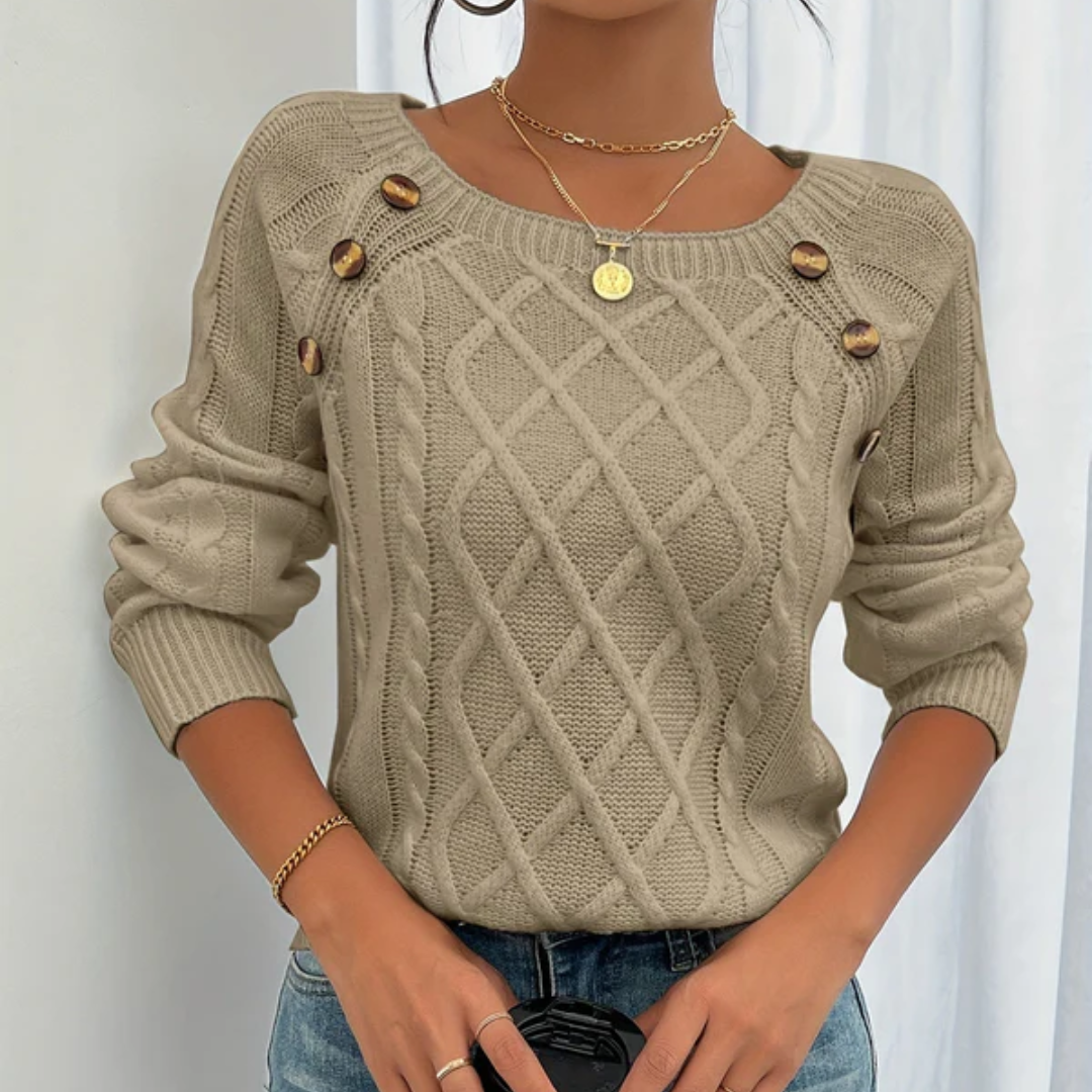 Noemi™｜Strickpullover mit Knopfdetails
