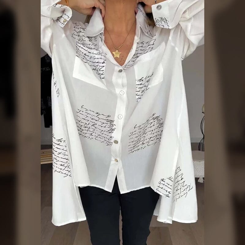 Leni™ | Hemd mit Schriftzug-Print und modischem Reverskragen