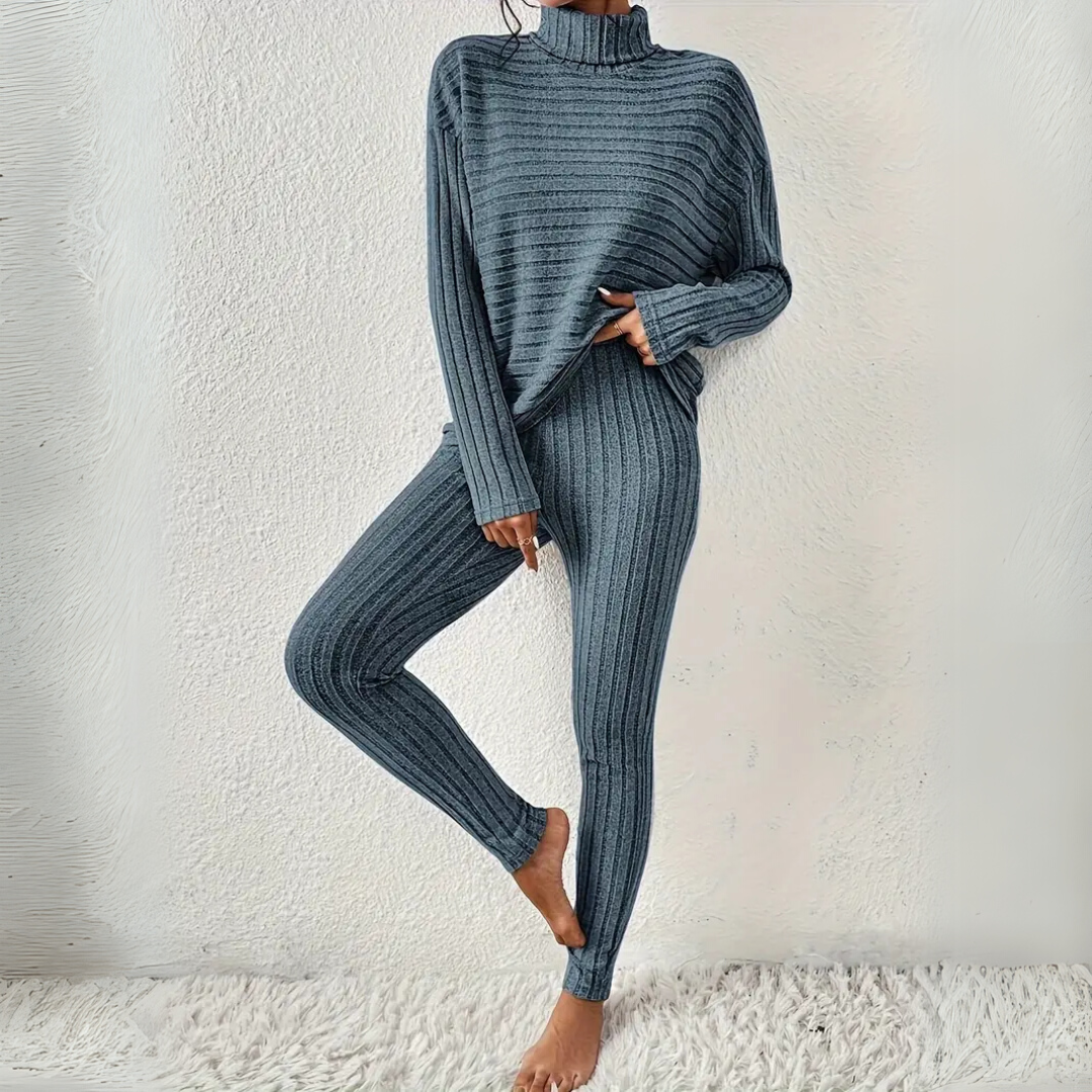 Sabine™ | stillvoller Rippstrick-Loungeanzug