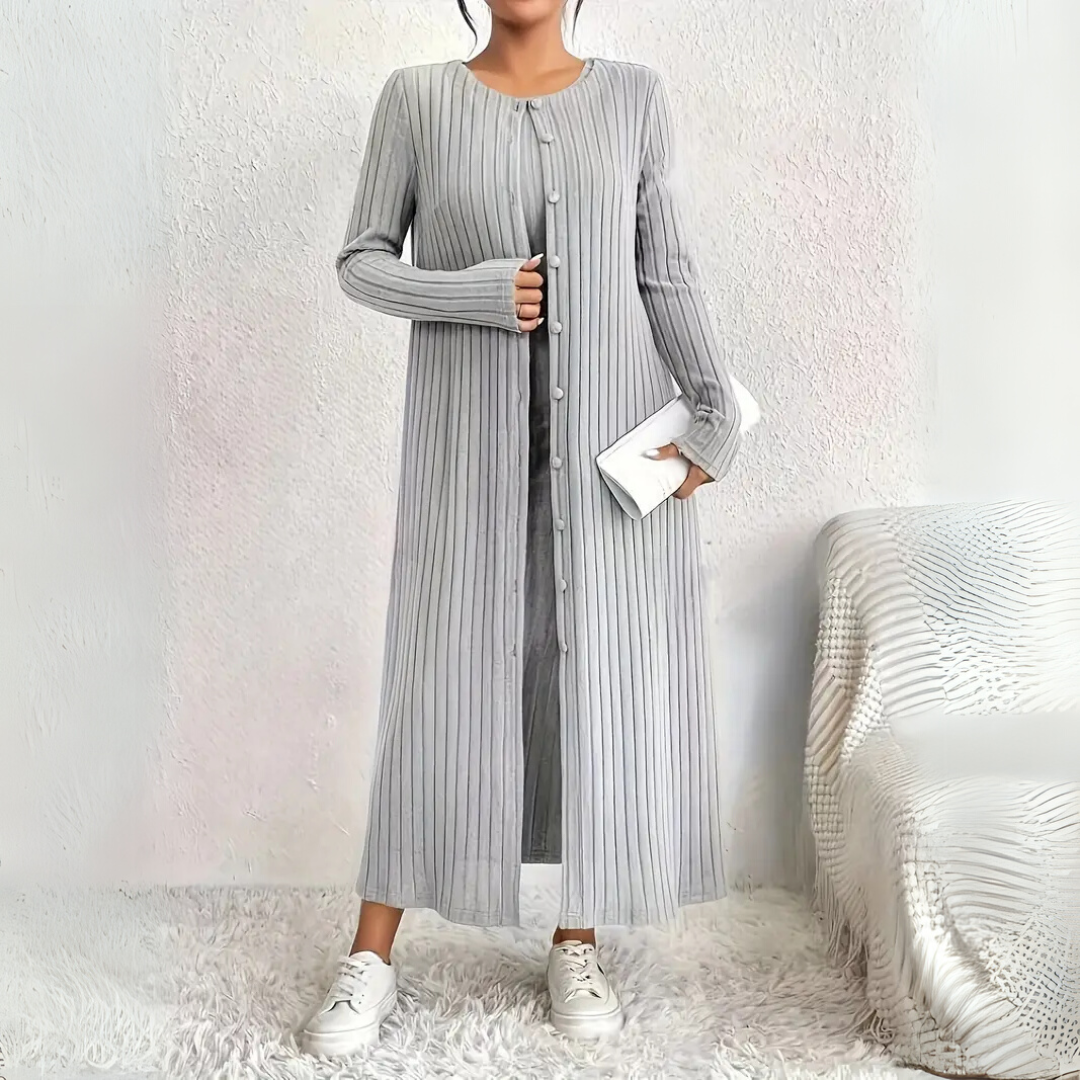 Hannah™｜bequemes Maxi Kleid und Jacke Set