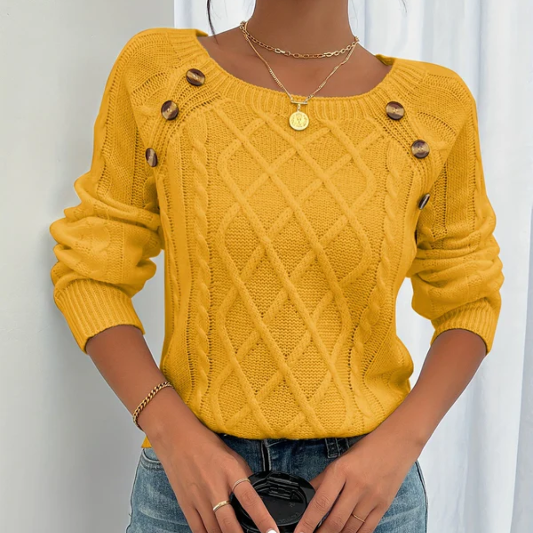 Noemi™｜Strickpullover mit Knopfdetails