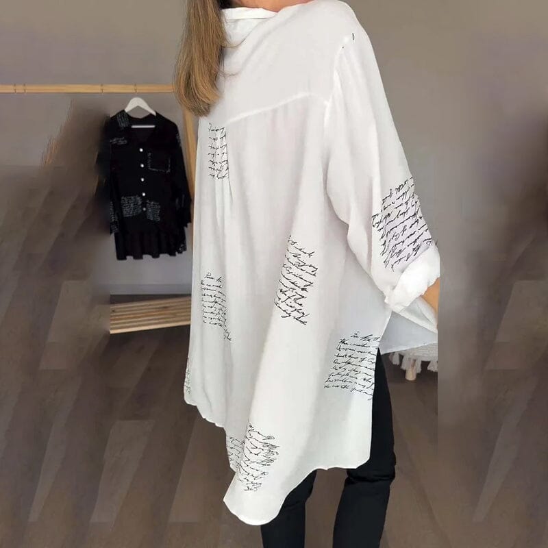Leni™ | Hemd mit Schriftzug-Print und modischem Reverskragen