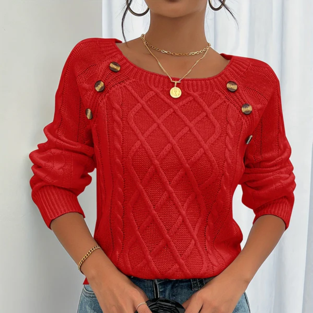 Noemi™｜Strickpullover mit Knopfdetails