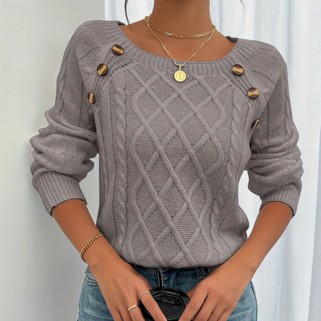 Noemi™｜Strickpullover mit Knopfdetails