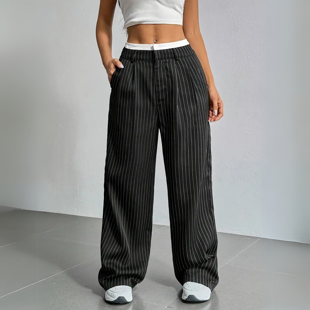 Nora™｜getreifte weite Hose