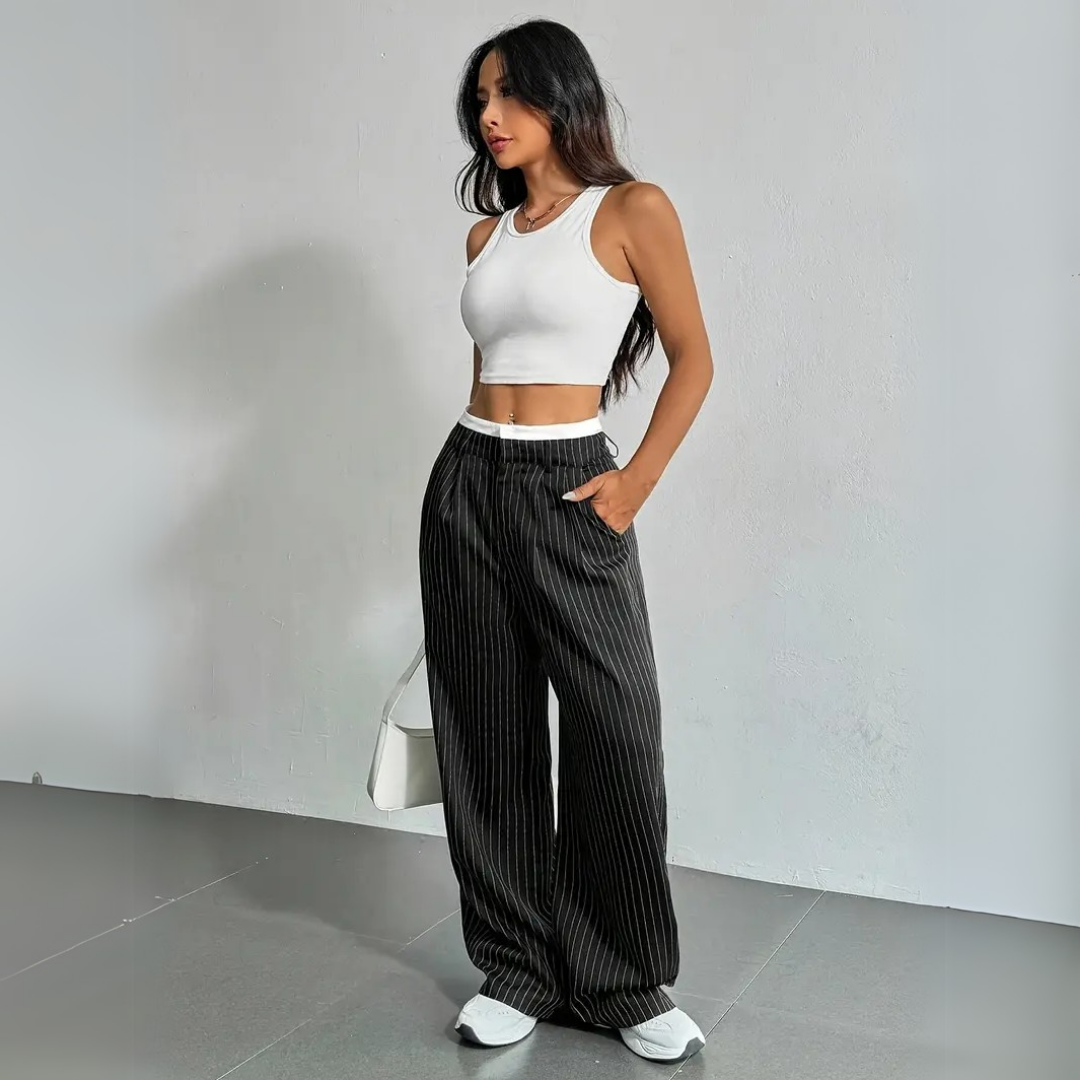 Nora™｜getreifte weite Hose