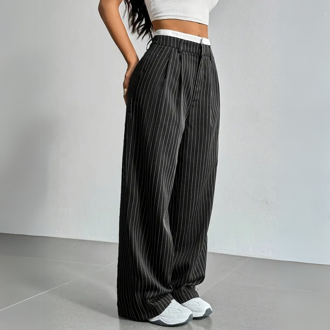 Nora™｜getreifte weite Hose