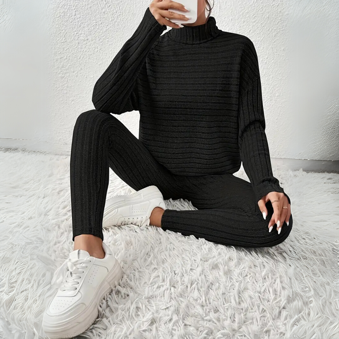 Sabine™ | stillvoller Rippstrick-Loungeanzug